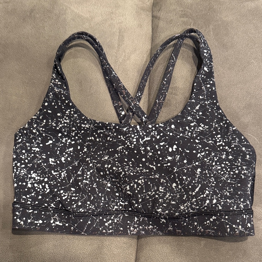 Lululemon Athletica Black and White Splatter Sports Bra